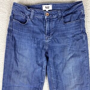Paige Jeans Women 28 Blue Manhattan Bootcut Whiskered Faded Stretch Pants Casual
